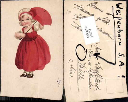 128625,Tolle Künstler AK Mädchen m. Schirm Kleid Mode
