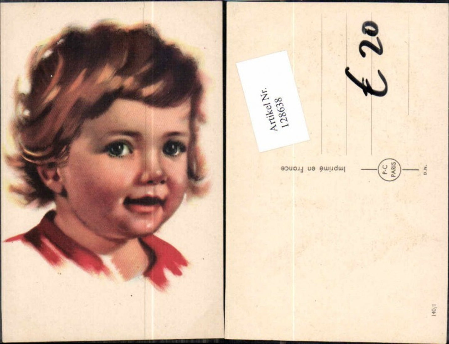 128638,Tolles Kinder Portrait Mädchen lacht PC Paris Nr 140-1