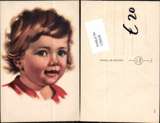 128638,Tolles Kinder Portrait Mädchen lacht PC Paris Nr 140-1
