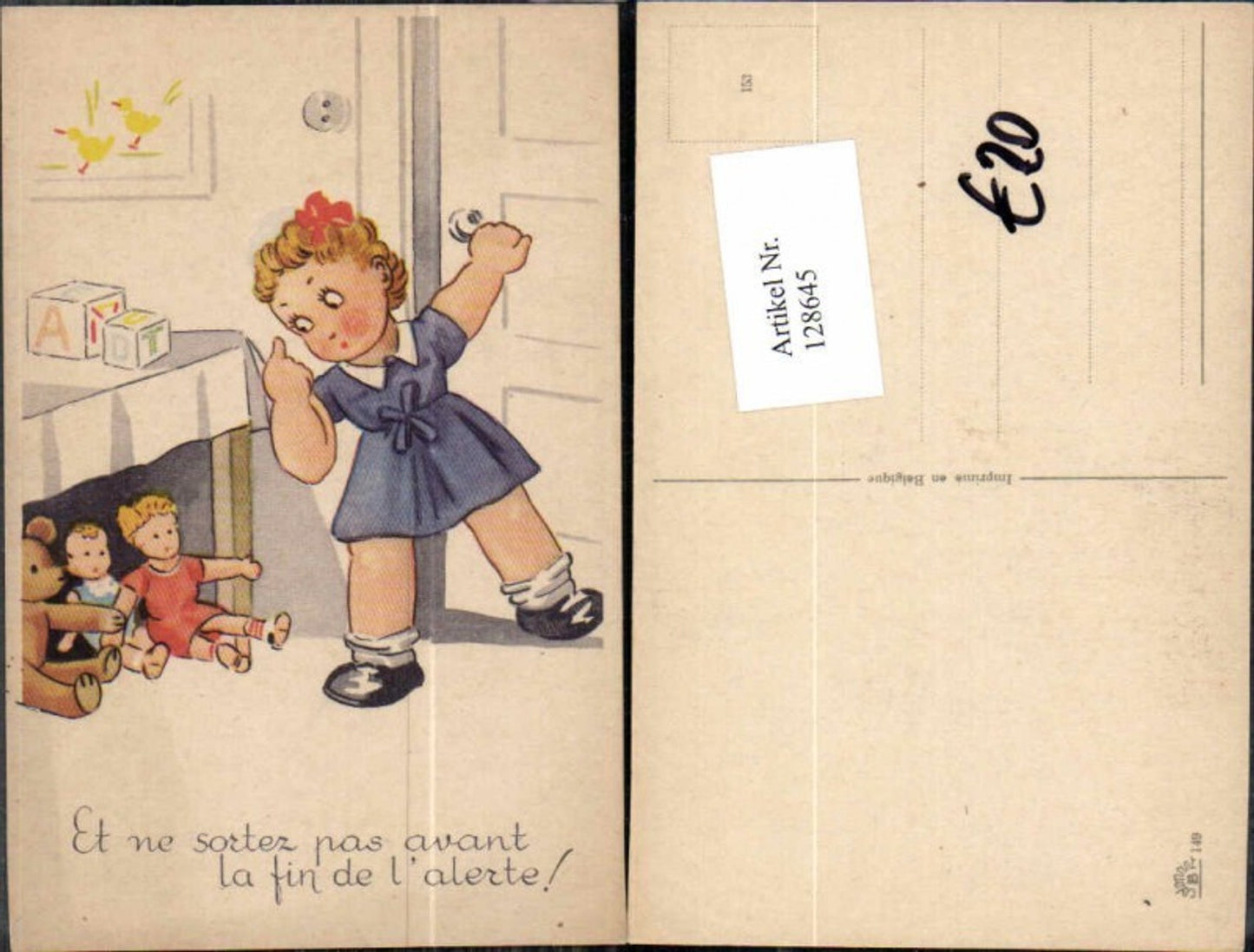 128645,Süsse Künstler AK Mädchen past auf Puppen Teddy Teddybär auf