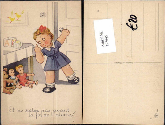 128645,Süsse Künstler AK Mädchen past auf Puppen Teddy Teddybär auf