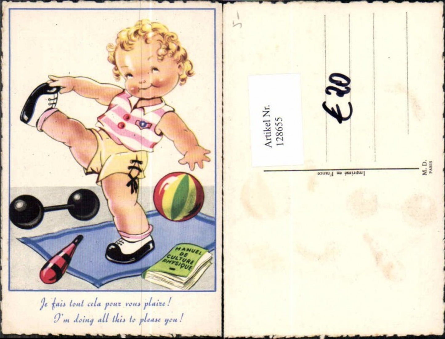 128655,Süsse Kinder AK Kind Mädchen beim turnen Ball