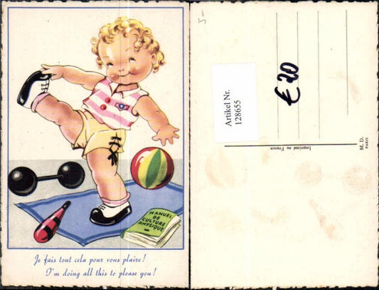 128655,Süsse Kinder AK Kind Mädchen beim turnen Ball