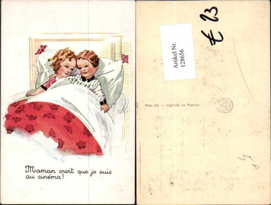 128656,Süsse AK Kinder liegen im Bett