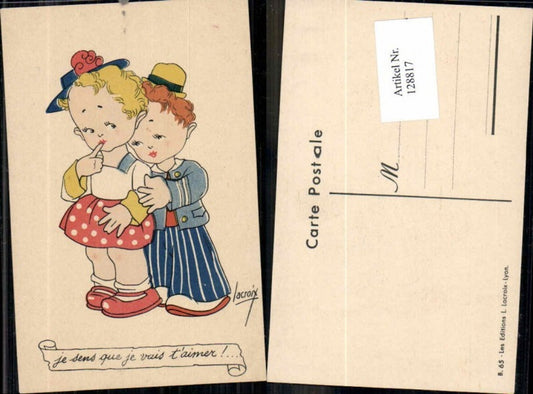 128817,Süsse Kinder AK Lacroix sign. Hut Kleid