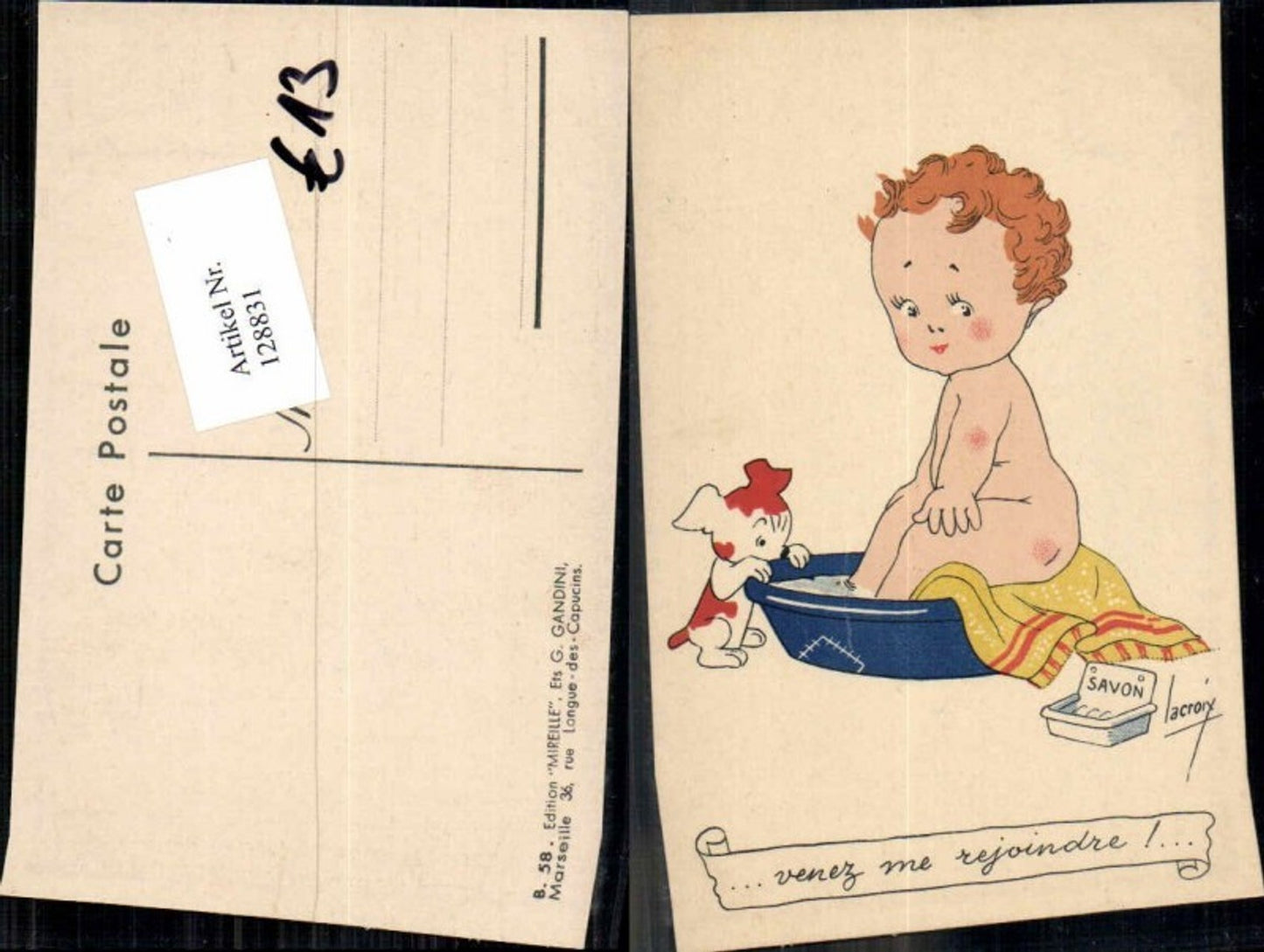 128831,Lacroix Süsses Kind beim baden Hund