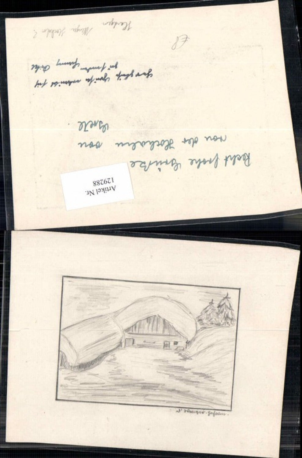 129288,handgemalt Wengen Wengener Hochalm UNIKAT Bleistiftzeichnung Lauterbrunnen