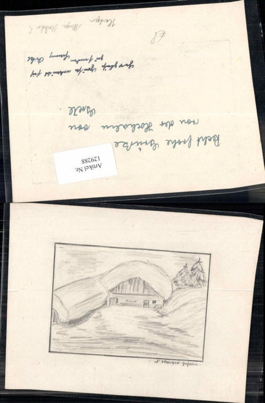 129288,handgemalt Wengen Wengener Hochalm UNIKAT Bleistiftzeichnung Lauterbrunnen