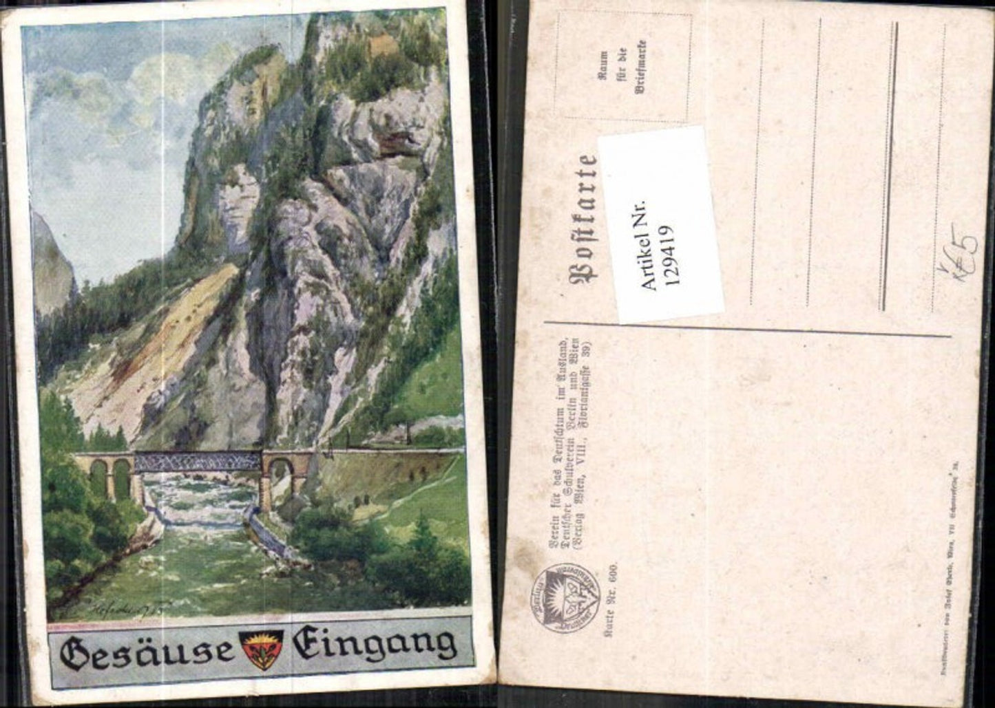 129419,Dt. Schulverein 600 Gesäuse Johnsbach Brücke E.F. Hofecker