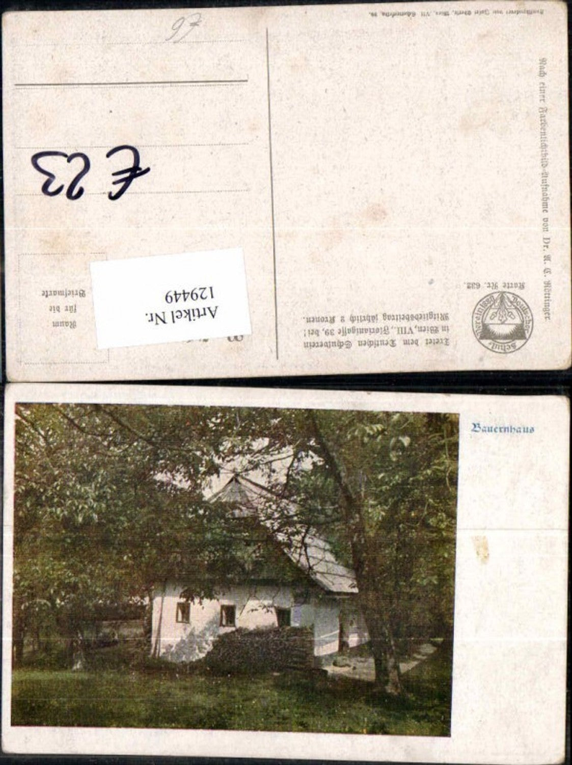 129449,Dt. Schulverein 632 Bauernhaus sign Röttinger