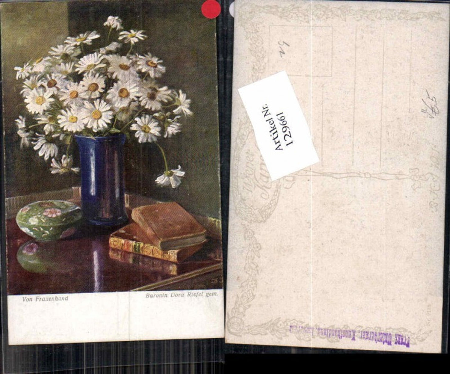 129661,B.K.W.I 2118 Baronin Dora Riefel Frauenhand BLumen Gänseblümchen