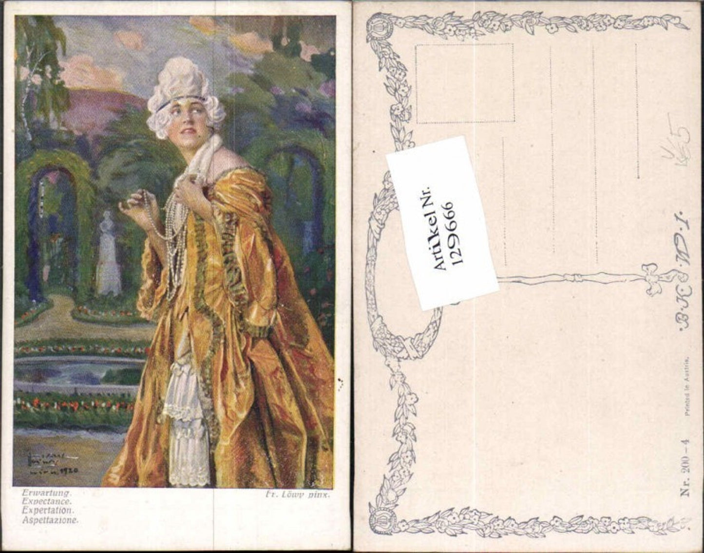 129666,B.K.W.I 200-4 Fr. Löwy Erwartung Frau Kleid