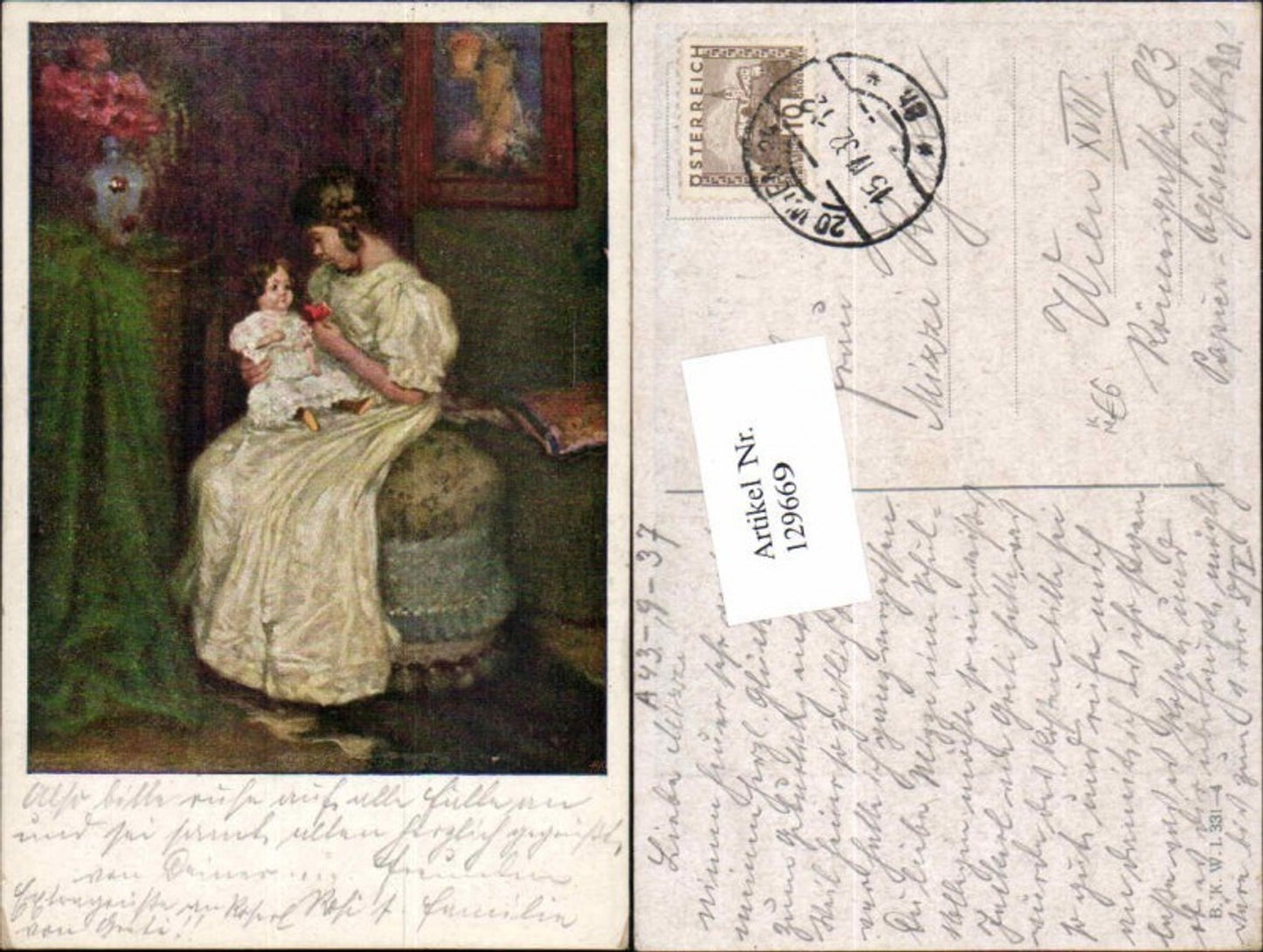 129669,B.K.W.I 331-4 Süsses Mädchen m. Puppe