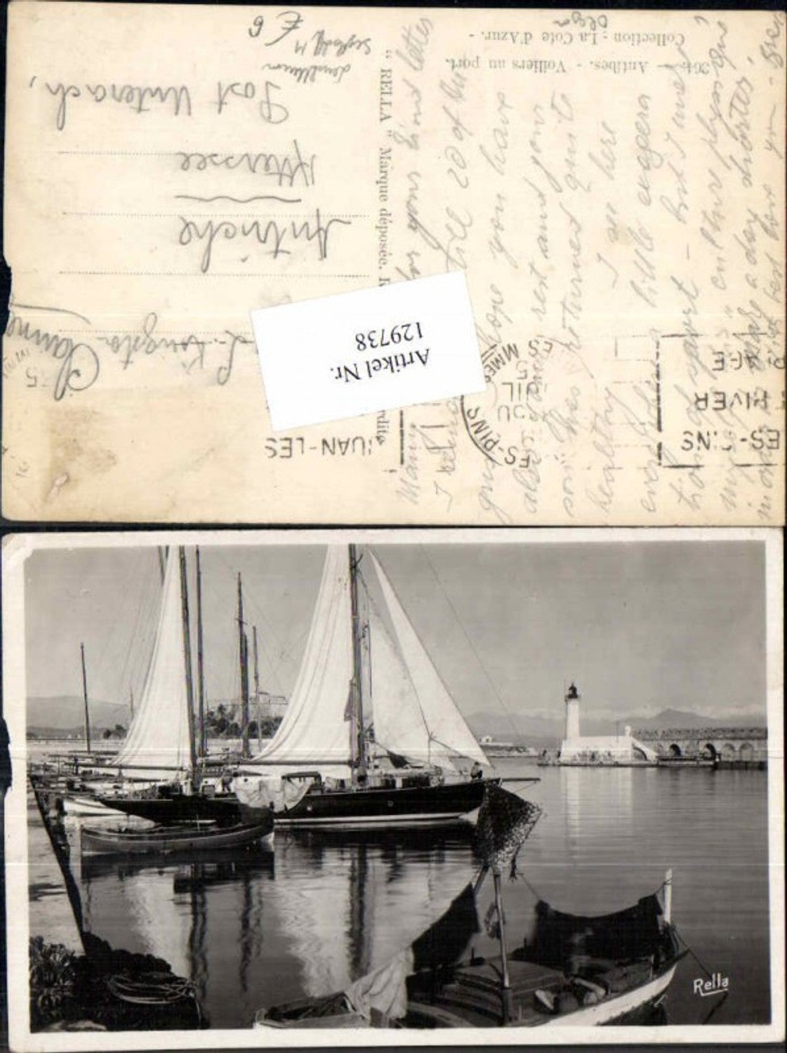 129738,Antibes Voiliers au port Hafen Segelboot Leuchtturm