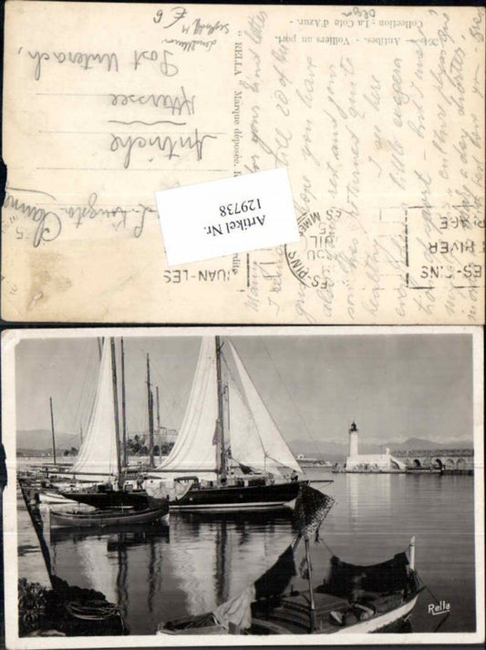 129738,Antibes Voiliers au port Hafen Segelboot Leuchtturm
