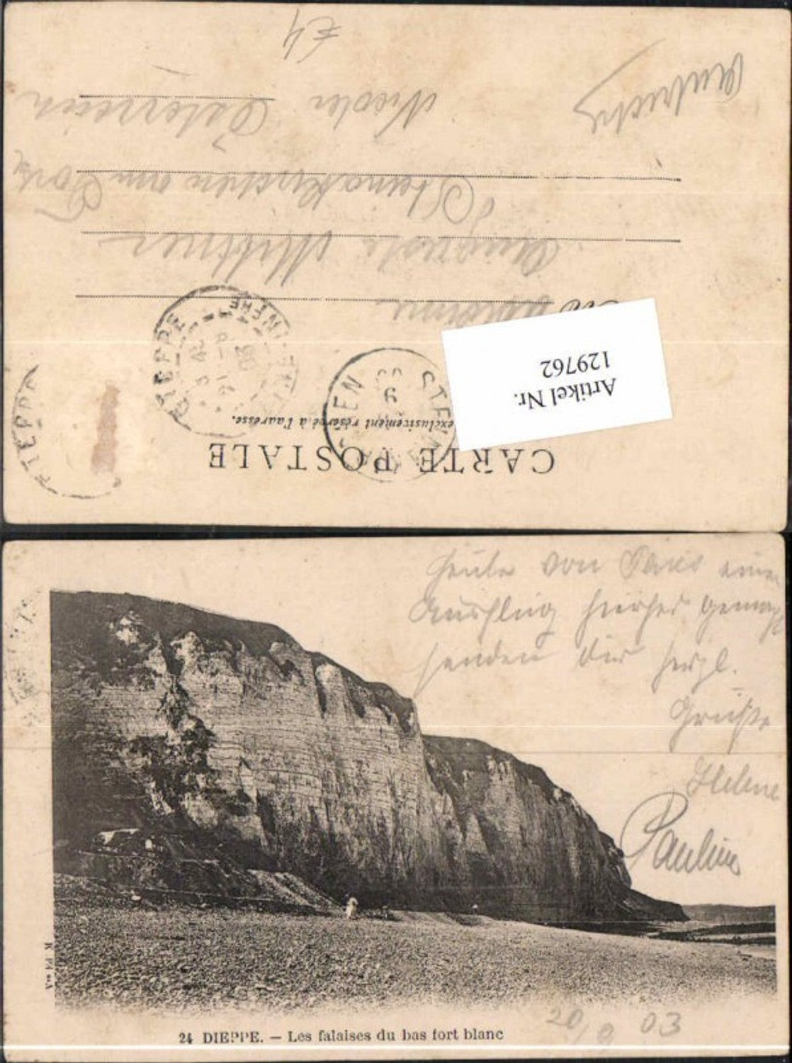 129762,Dieppe les falaises du bas fort blanc 1902
