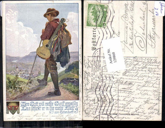 129860,Dt. Schulverein 878 Wanderer Gitarre Hut Rucksack