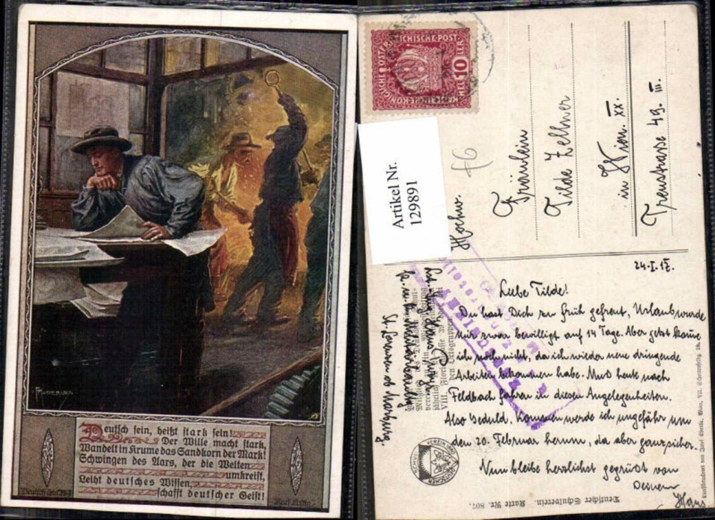 129891,Dt. Schulverein 807 F. Kuderna Schmied Schmiede Handwerk