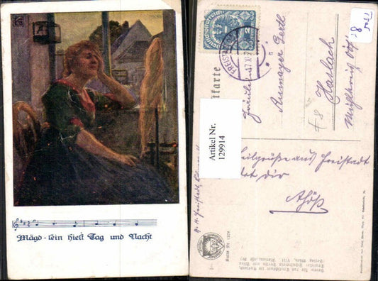 129914,Dt. Schulverein 1378 Frau am Spinnrad