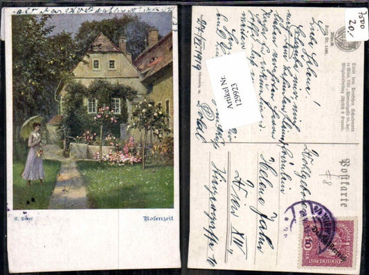 129923,Dt. Schulverein 1086 E. Payer Rosenzeit Schirm FRau