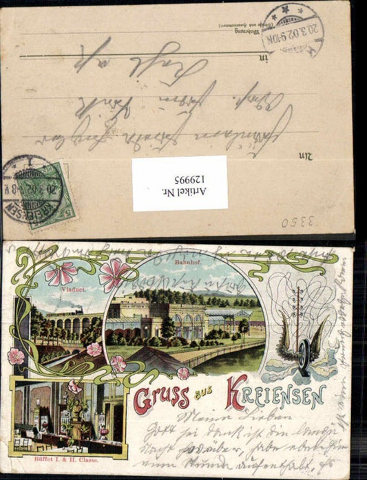 129995,Tolle Litho Gruss aus Kreiensen b. Northeim Einbeck 1898 Bahnhof Viadukt Viaduct
