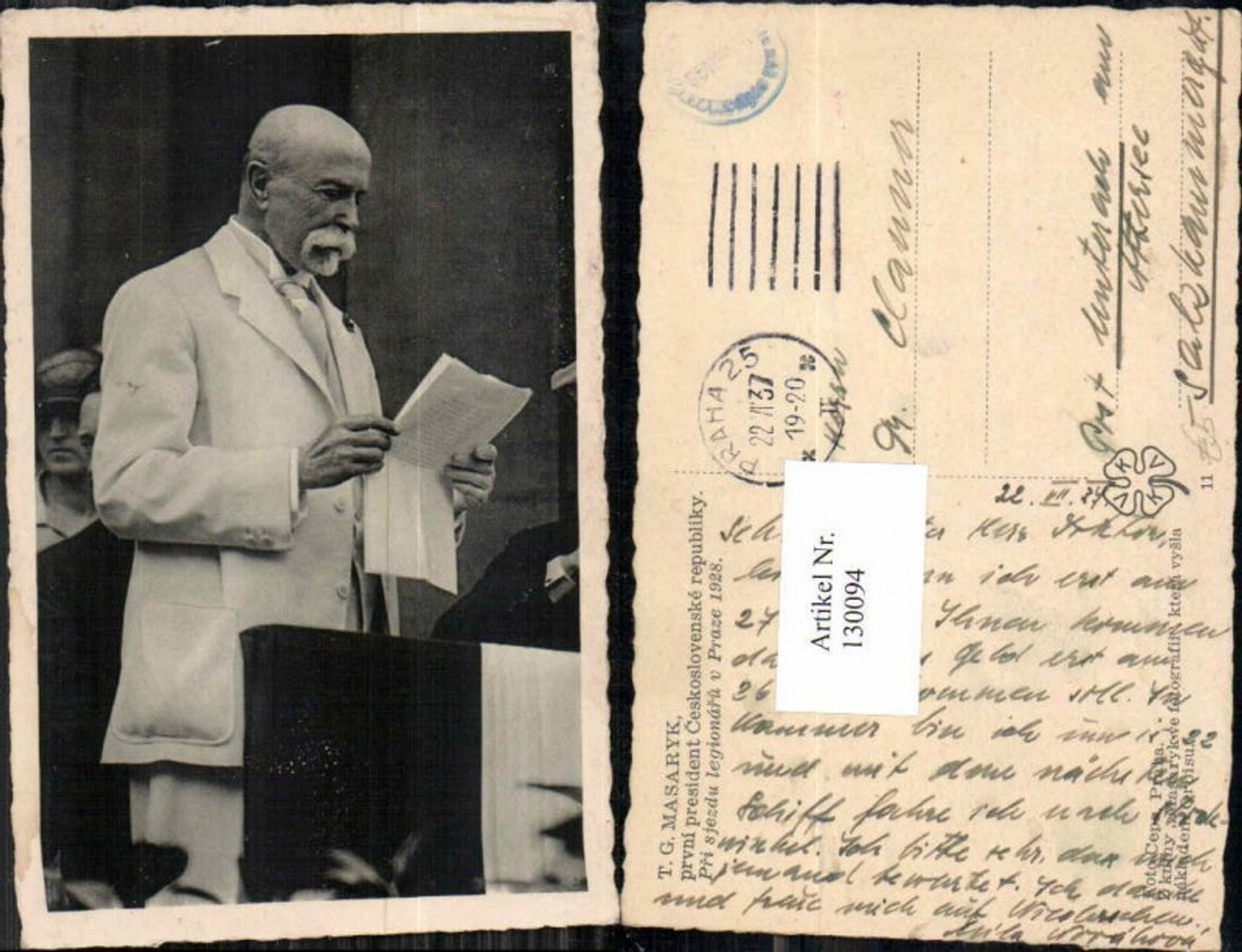 130094,T.G. Masaryk Prag Praha Tschechischer Präsident