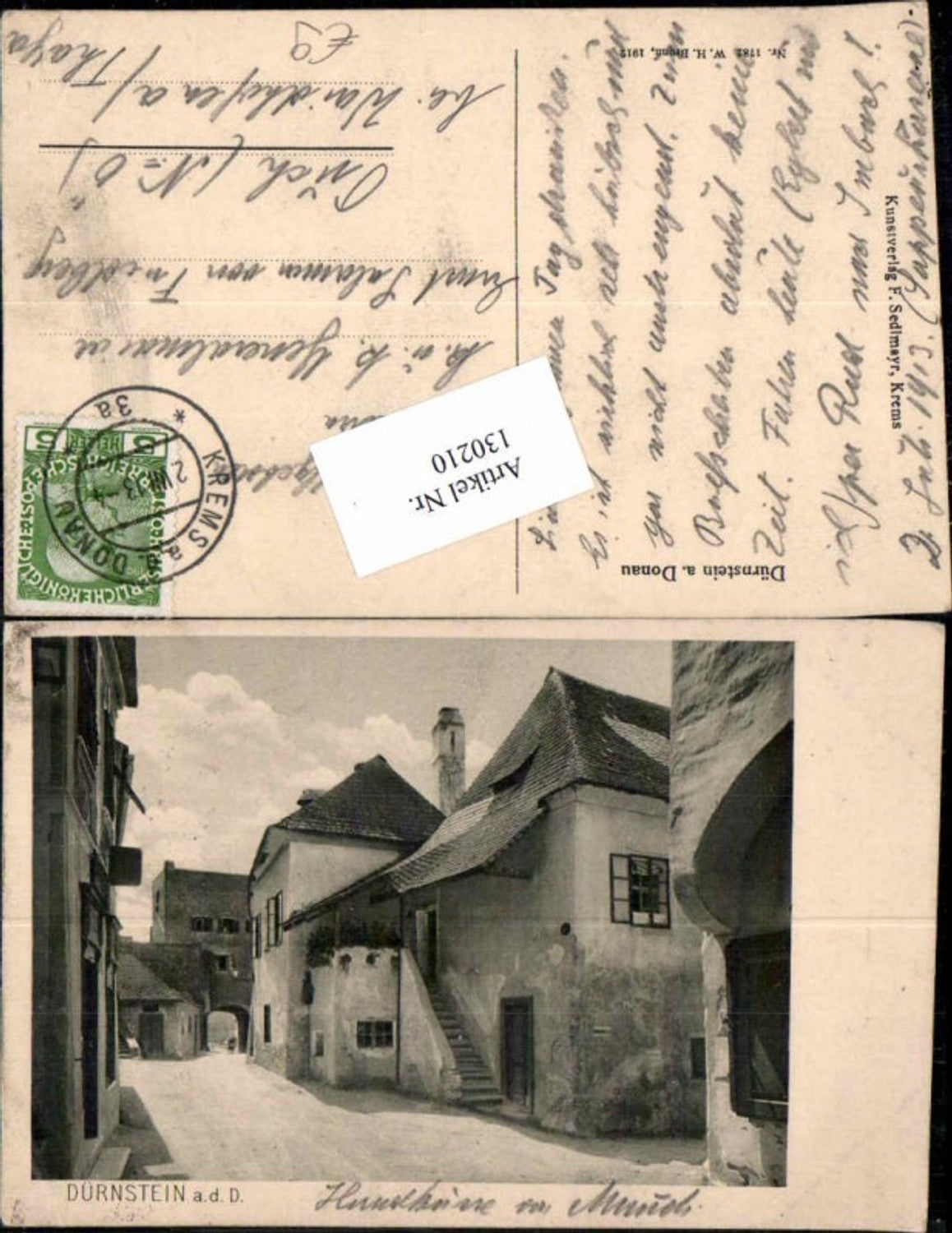 130210,Dürnstein in der Wachau Donau Strassenansicht im Ort 1913