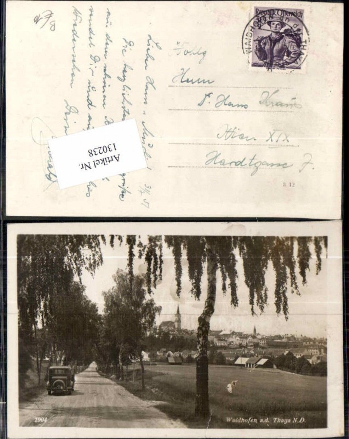 130238,Waidhofen a.d. Thaya Wegansicht Oldtimer beschädigt