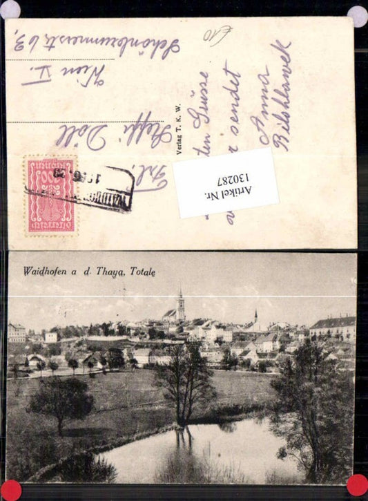 130287,Waidhofen a.d. Thaya Totale 1923 Posthilfstempel