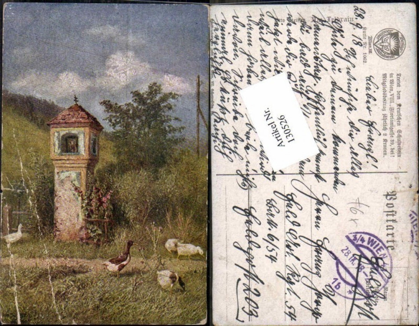 130526,Dt Schulverein 1062 Enten an Flurkreuz Marterl Wegkreuz Otto Pfeiffer