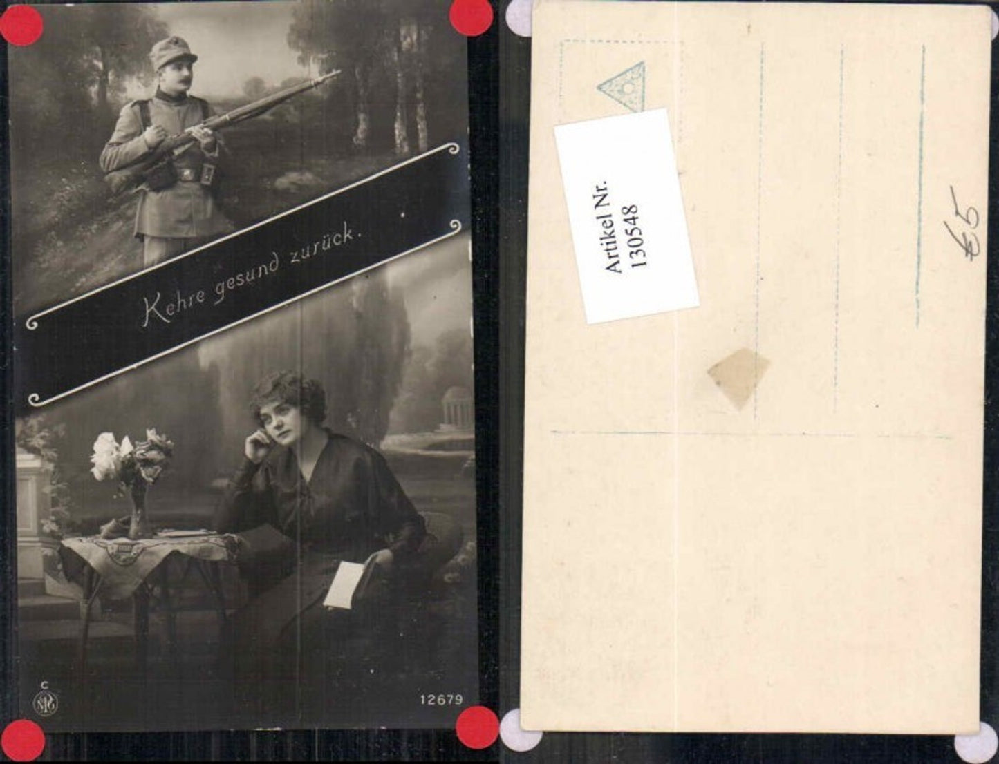 130548,Patriotik Frau Soldat Gewehr Blumen NPG 12679