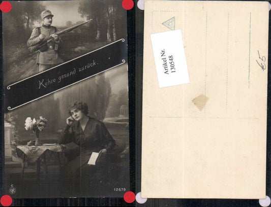 130548,Patriotik Frau Soldat Gewehr Blumen NPG 12679