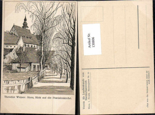 130806,Horn Blick auf die Kirche Piaristenkirche Theodor Weiser sign. Verein f. Landeskunde NÖ
