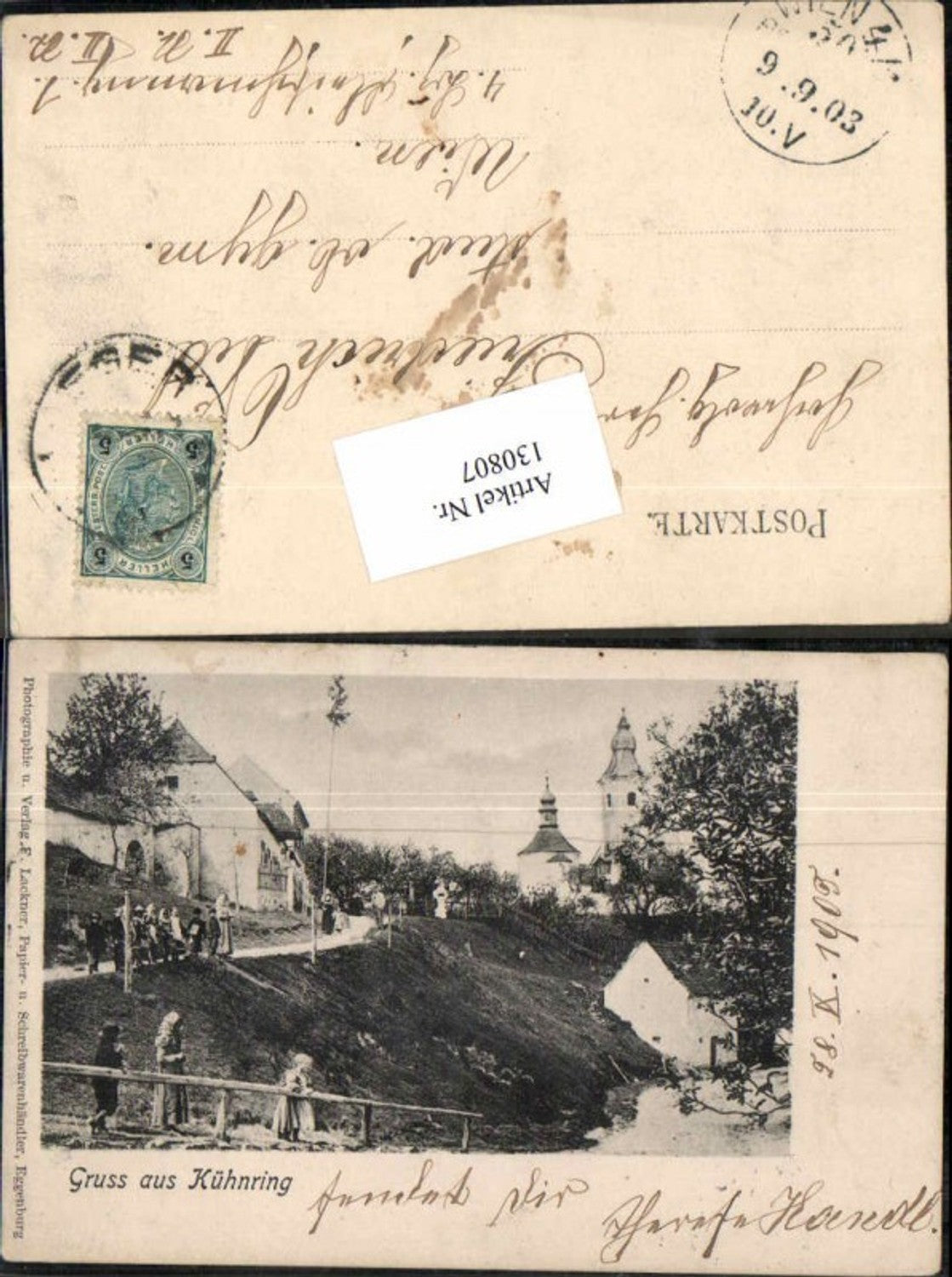 130807,Gruss aus Kühnring Burgschleinitz b. Eggenburg Maissau 1900 Horn