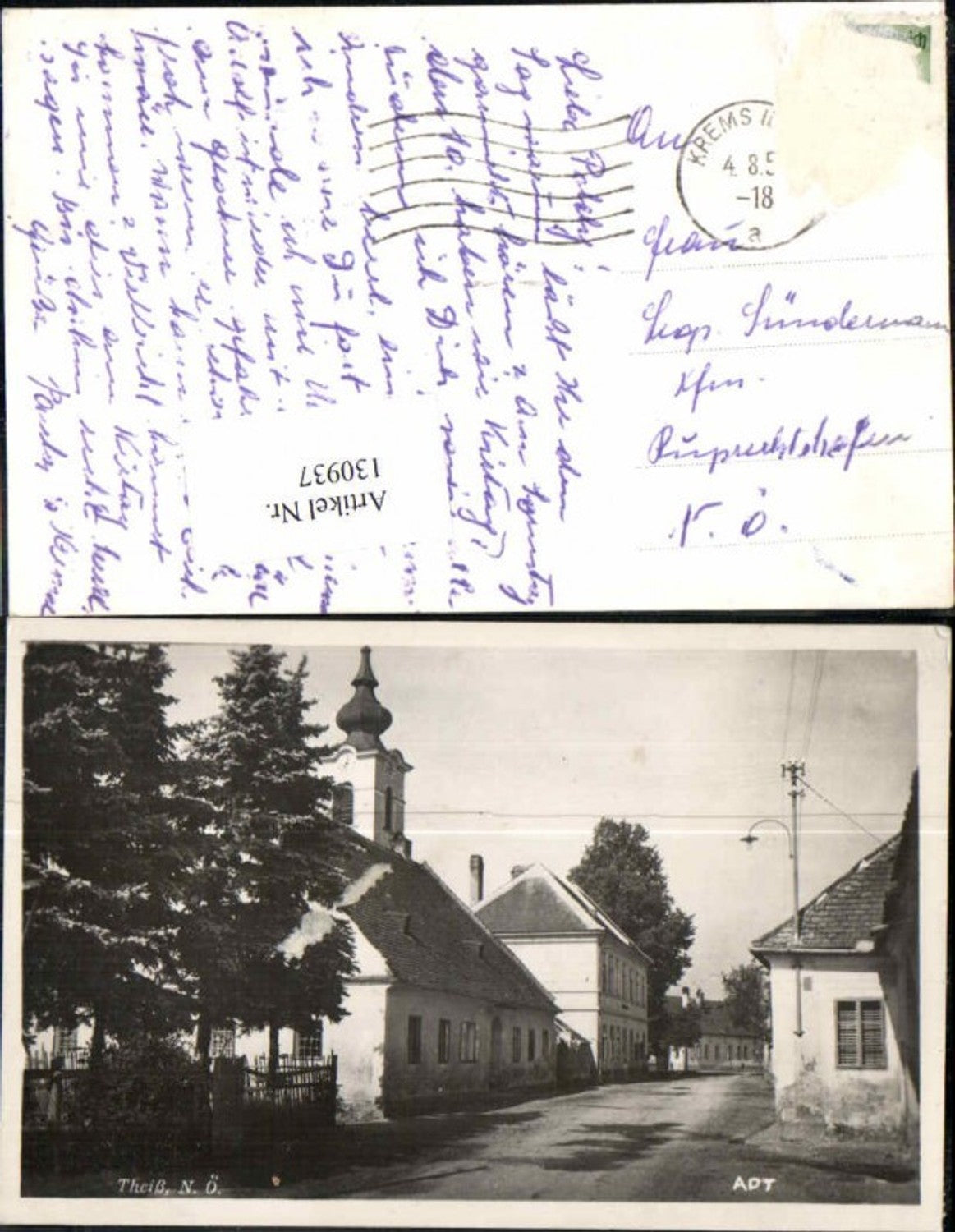 130937,Theiss a.d. Donau bei Gedersdorf seltene Strassenpartie 1930