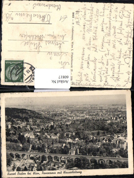 60817,Kurort Baden Panorama mit Wasserleitung 1939