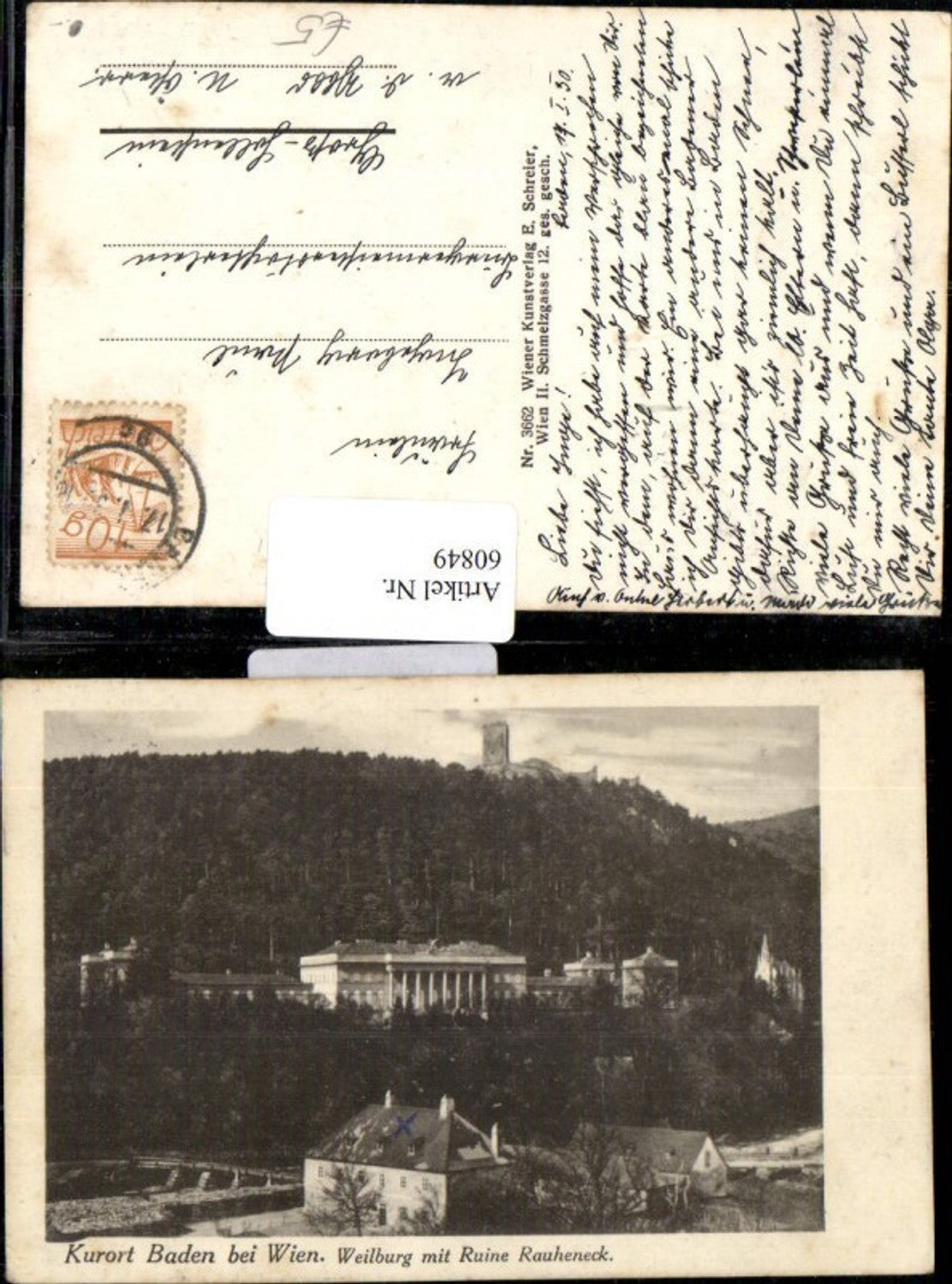 60849, spa town of Baden Weilburg with Rauheneck ruins, 1930 