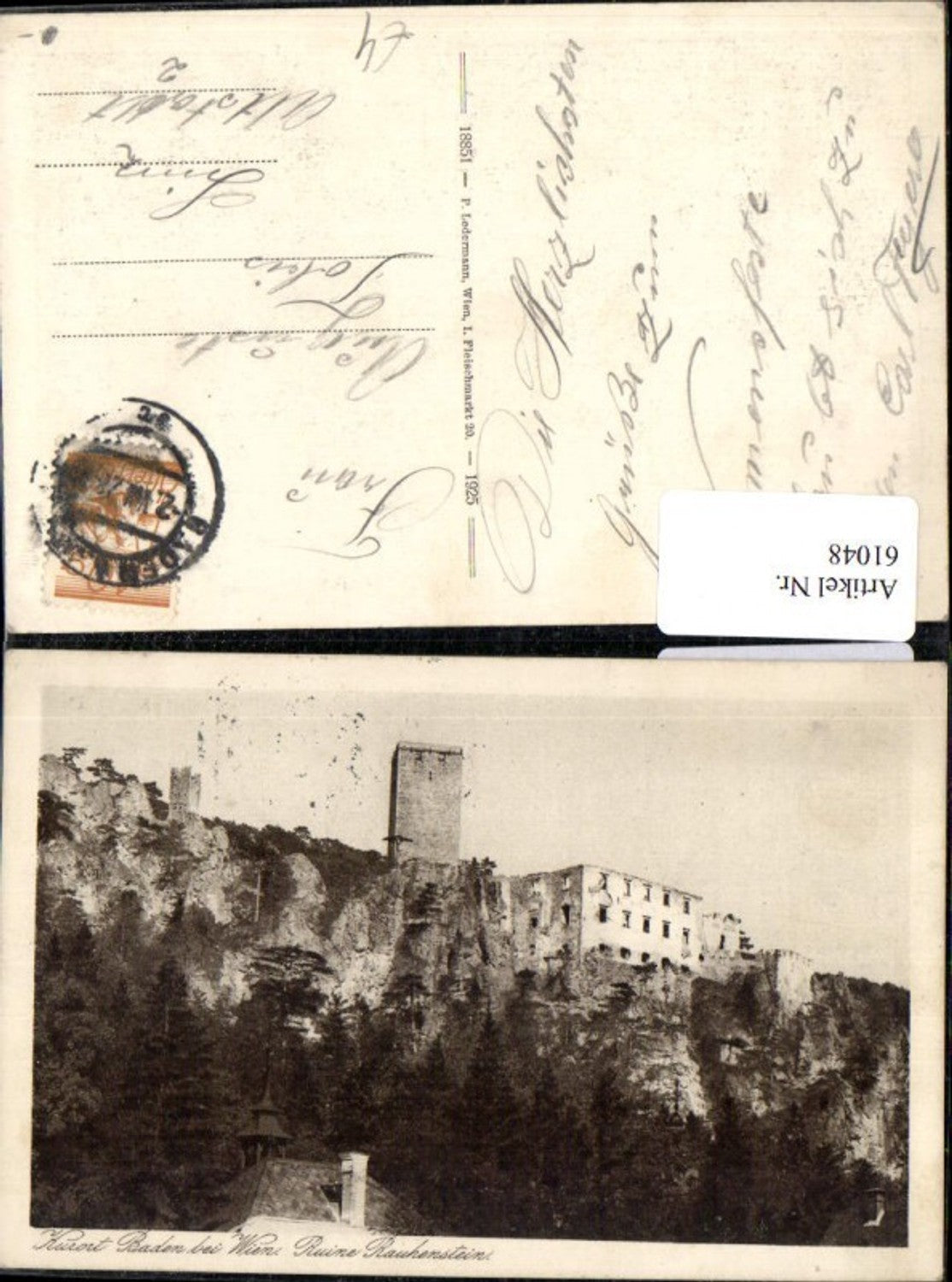 61048, Rauhenstein Castle ruins, Baden, 1925 