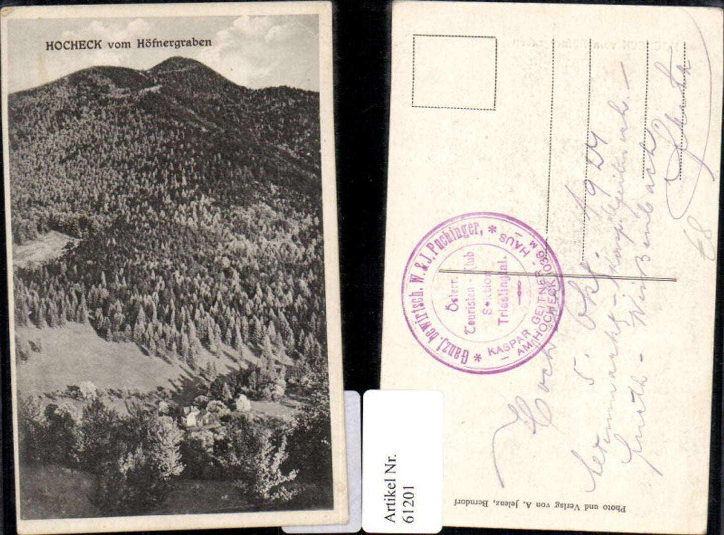 61201,Hocheck vom Höfnergraben 1927 