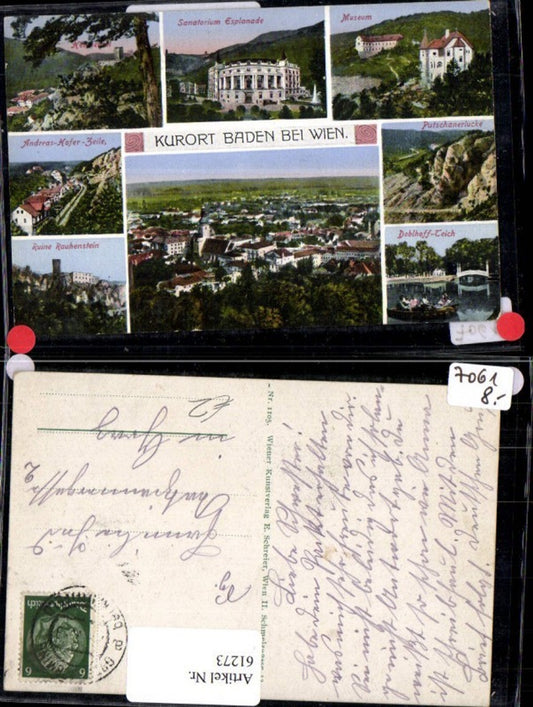 61273,Kurort  Baden b. Wien Sanatorium Esplanade Museum Putschanerlucke Doblhoff Teich Helental