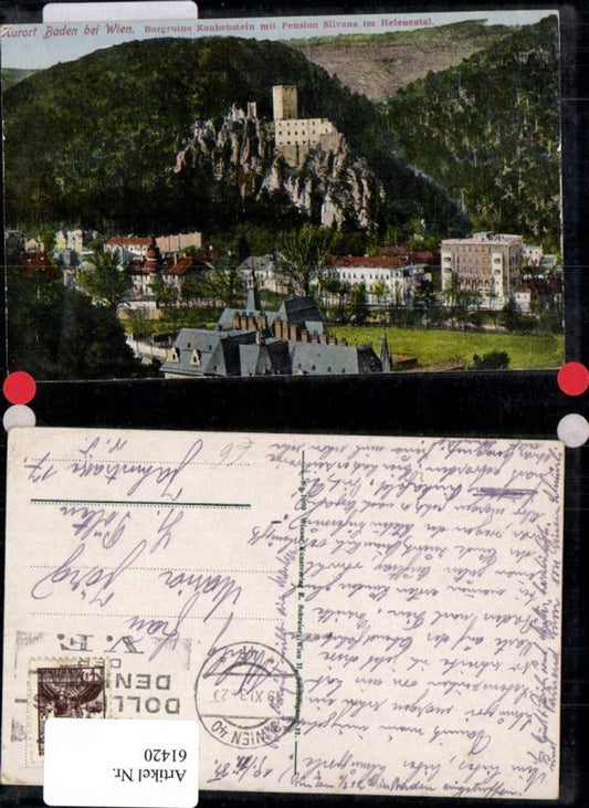 61420,Burgruine Rauhenstein Penison Sivana Helenenthal Kurort Baden b. Wien