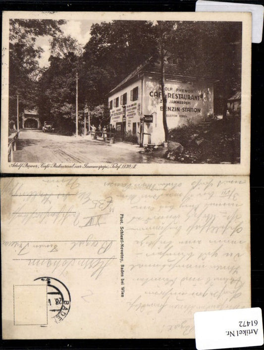 61472,Cafe Restaurant zur Jammerpepi Adolf Prewor Waldgarten Leute für dem Eingang Baden b. Wien