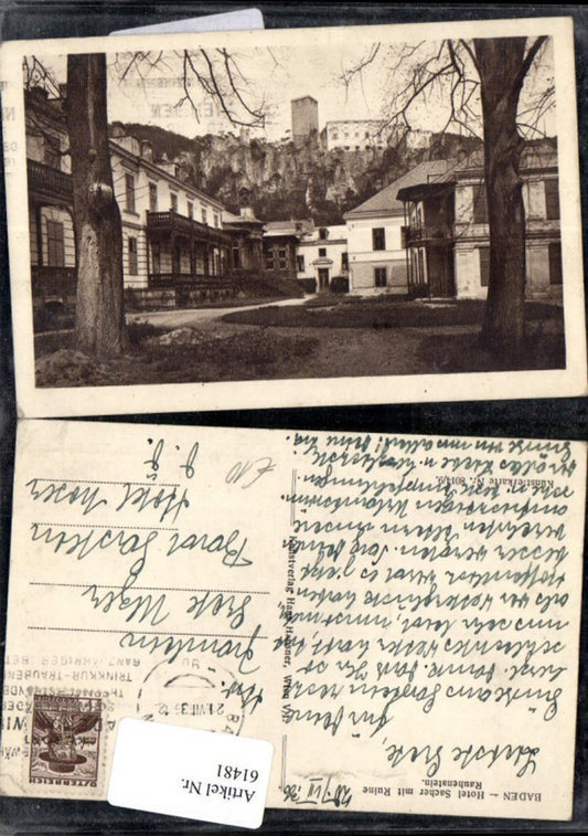 61481,Hotel Sacher Ruine Rauhenstein Baden b. Wien 1936