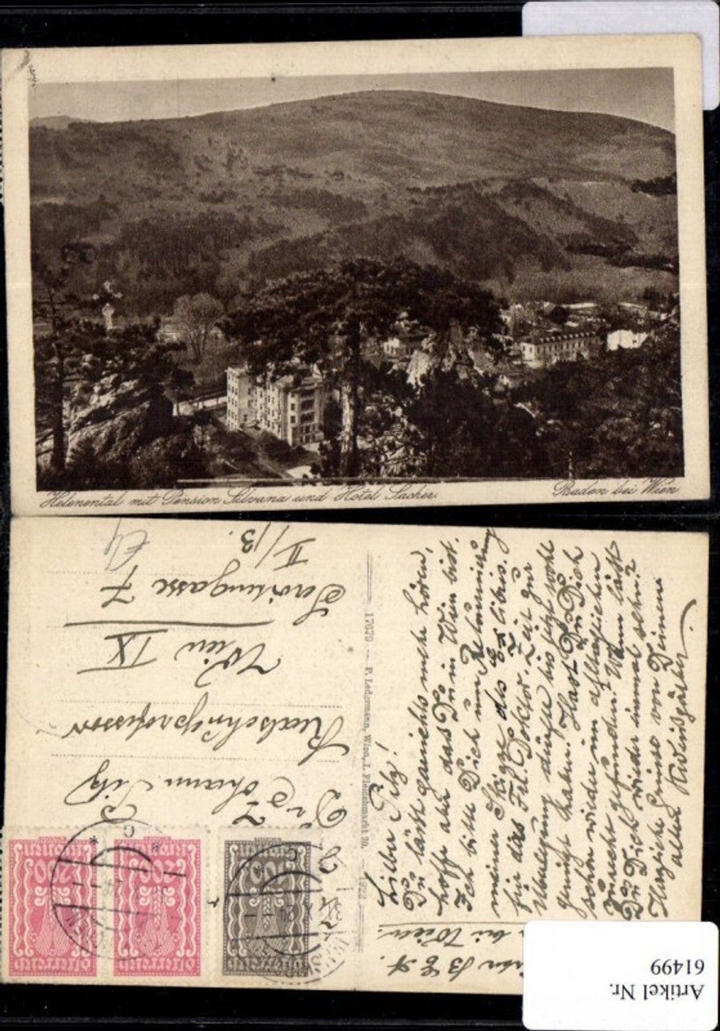 61499,Helenenthal mit Pension Silvana und Hotel Sacher Baden b. Wien