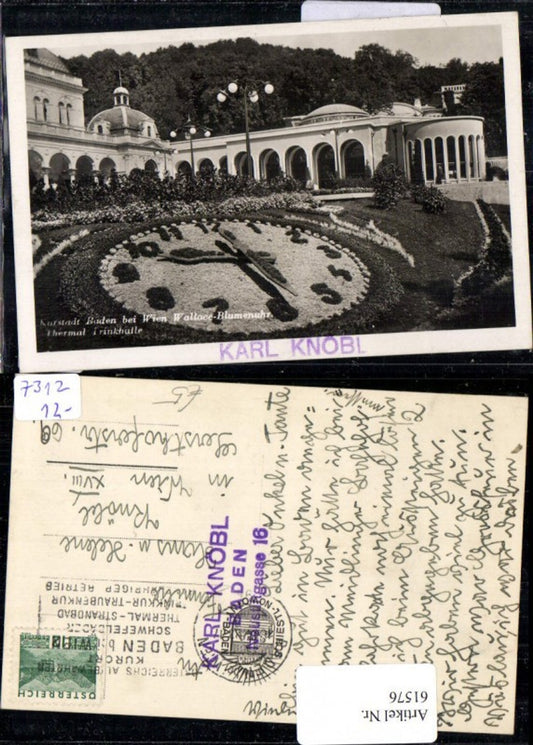61576, Wallace Flower Clock Termal Drinking Hall Spa Baden near Vienna 