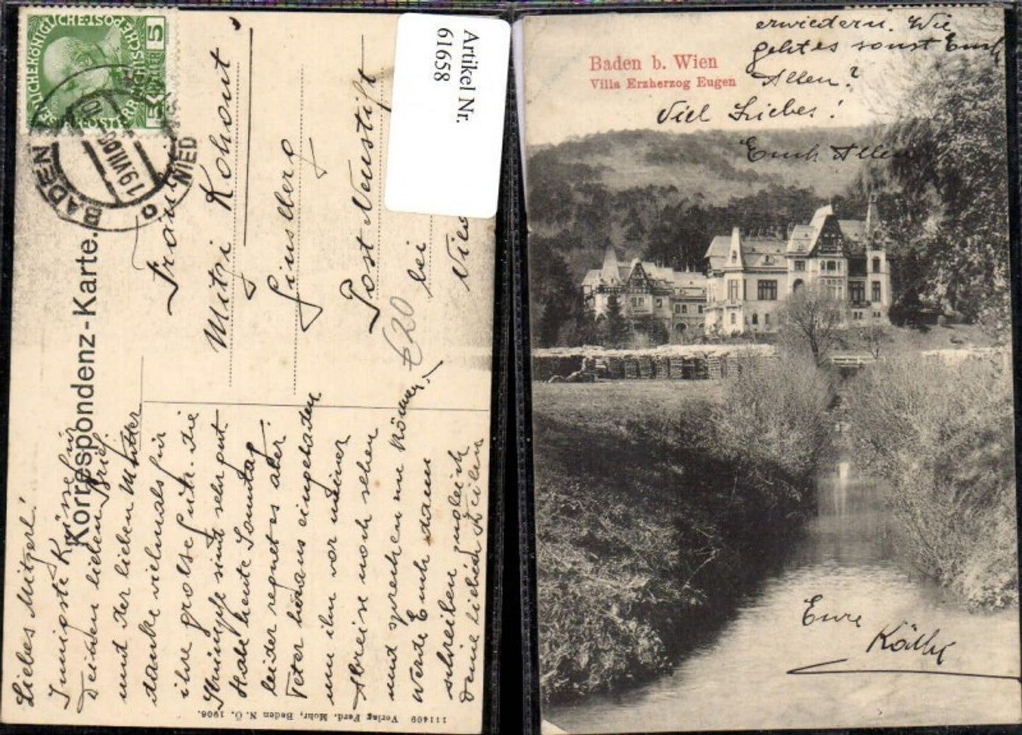 61658, Villa Archduke Eugen Helenenthal 1908 River 