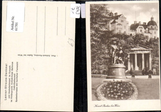 61701, Lanner-Strauss Monument Aesculate Temple in the Kuropark Hotel Belleveu Baden b. Vienna 