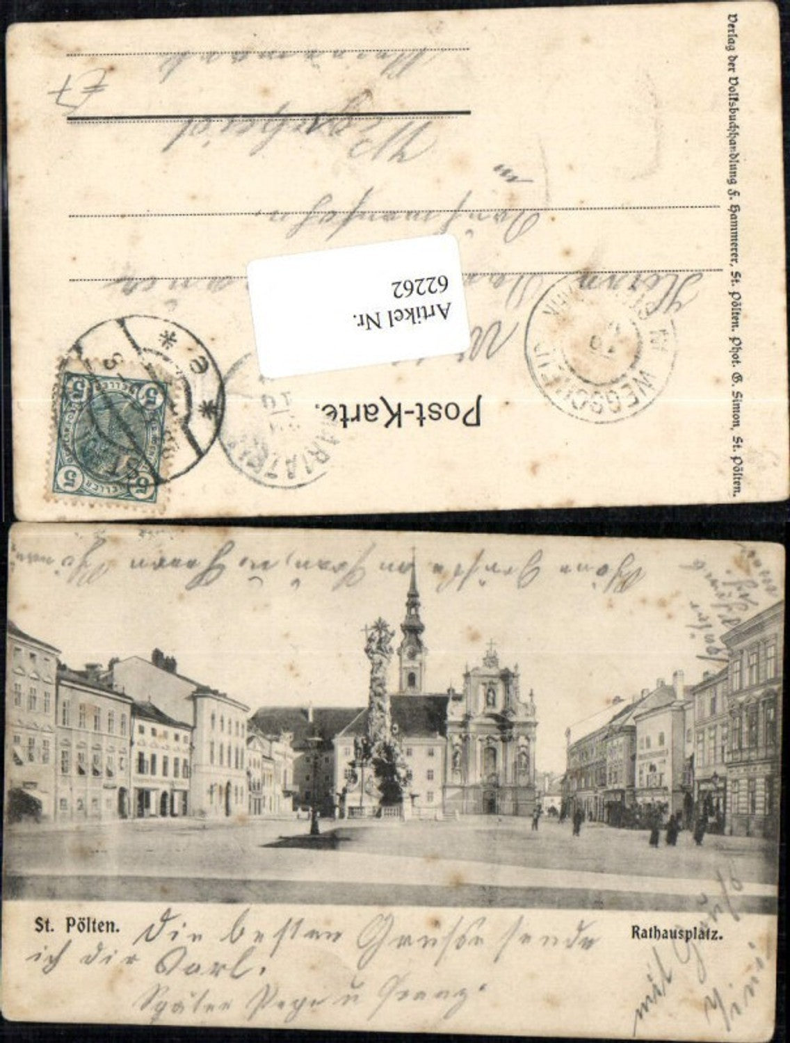 62262,St. Pölten Rathausplatz um 1900