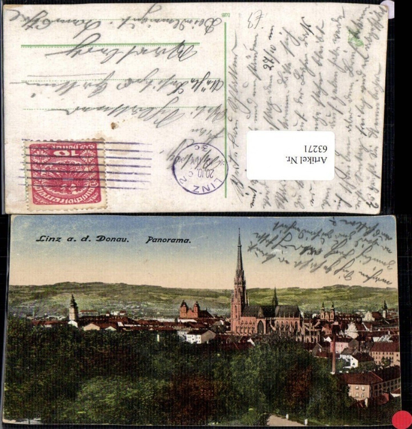 63271,Linz a.d. Donau  Maria Empfängnis Dom Panorama Photochromie