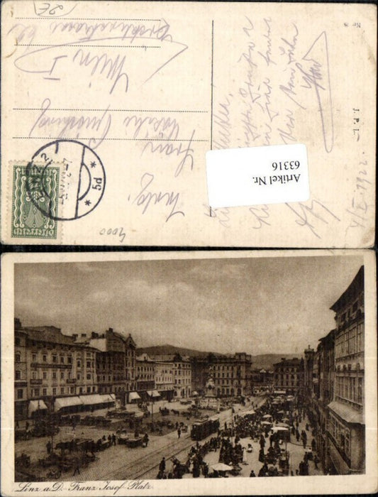 63316,Linz a.d. Donau Franz Josef Platz Straßenbahn Markt